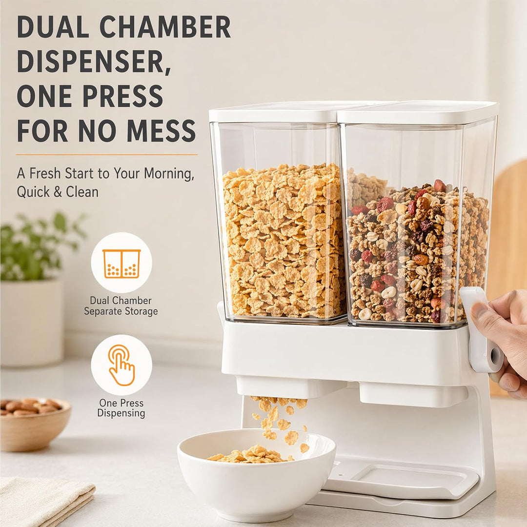 Müslispender 2er Set, 2 x 3L Cereal Dispenser, auslaufsicher & lebensmittelecht, klare Luftdichte Be