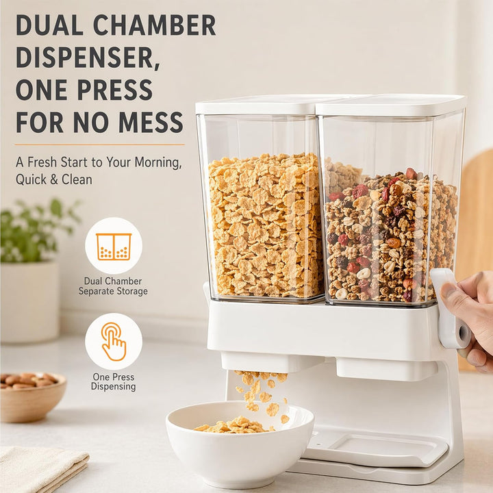 Müslispender 2er Set, 2 x 3L Cereal Dispenser, auslaufsicher & lebensmittelecht, klare Luftdichte Be