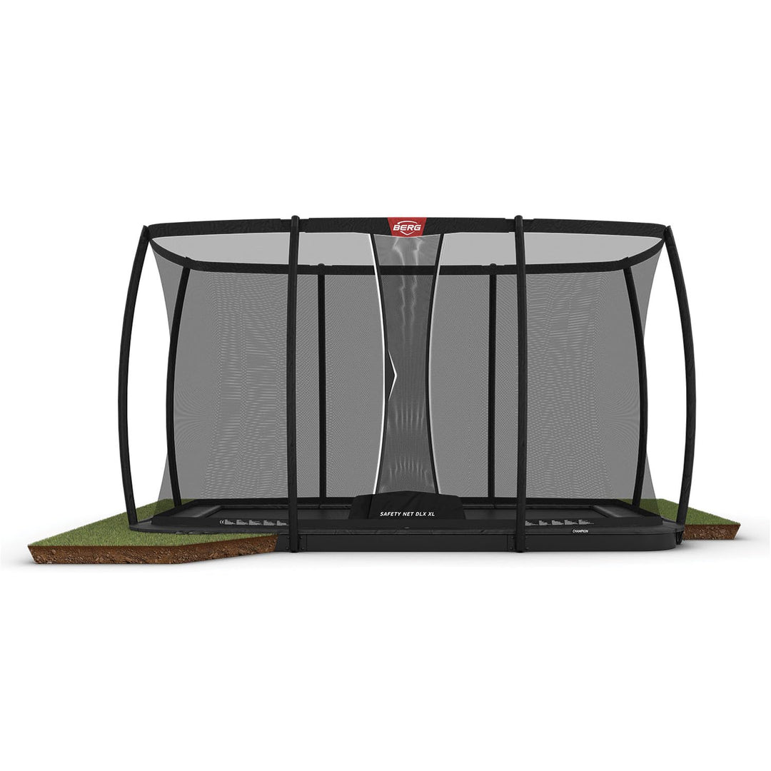 BERG Ultim Champion Trampolin rechteckig grau | Premium Gartentrampolin mit Sicherheitsnetz | Airflo