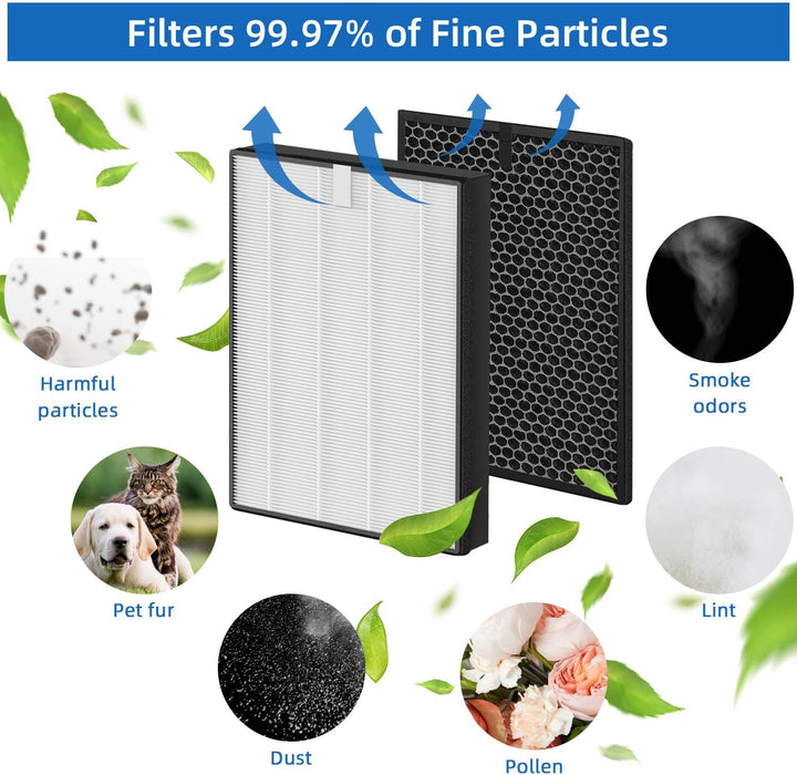 Luftreiniger Filter kompatibel mit Philips 2000 und 3000 Series, H13 True HEPA Ersatzfilter für Phil