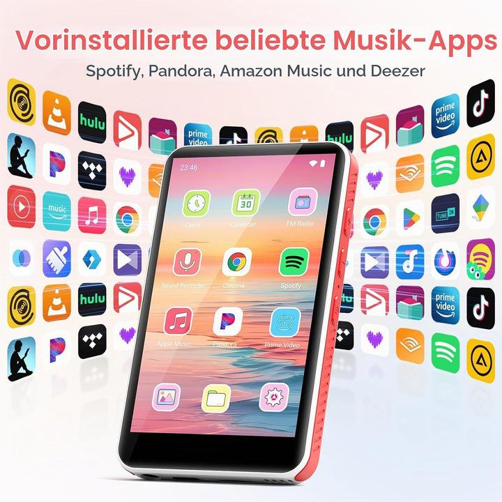 192GB MP3 Player mit Bluetooth und WiFi, tragbarer Spotify MP3-Player mit Android 13.0, RAM:4GB, Oil