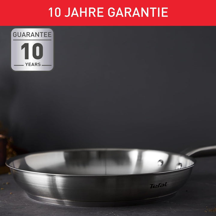 Tefal E49219 Virtuoso Wokpfanne 28 cm | hochwertiger Premium-Edelstahl | unversiegelt | gebürstetes