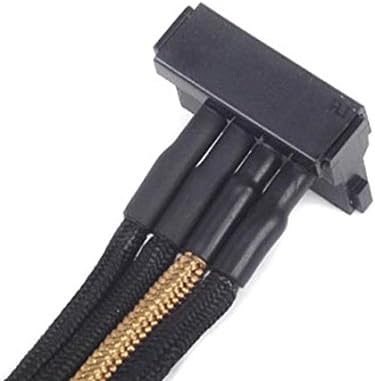 SilverStone SST-PP07-BTSBG - Netzteilverlängerungskabel 30cm Molex auf 4x SATA, schwarz/gold, SST-PP