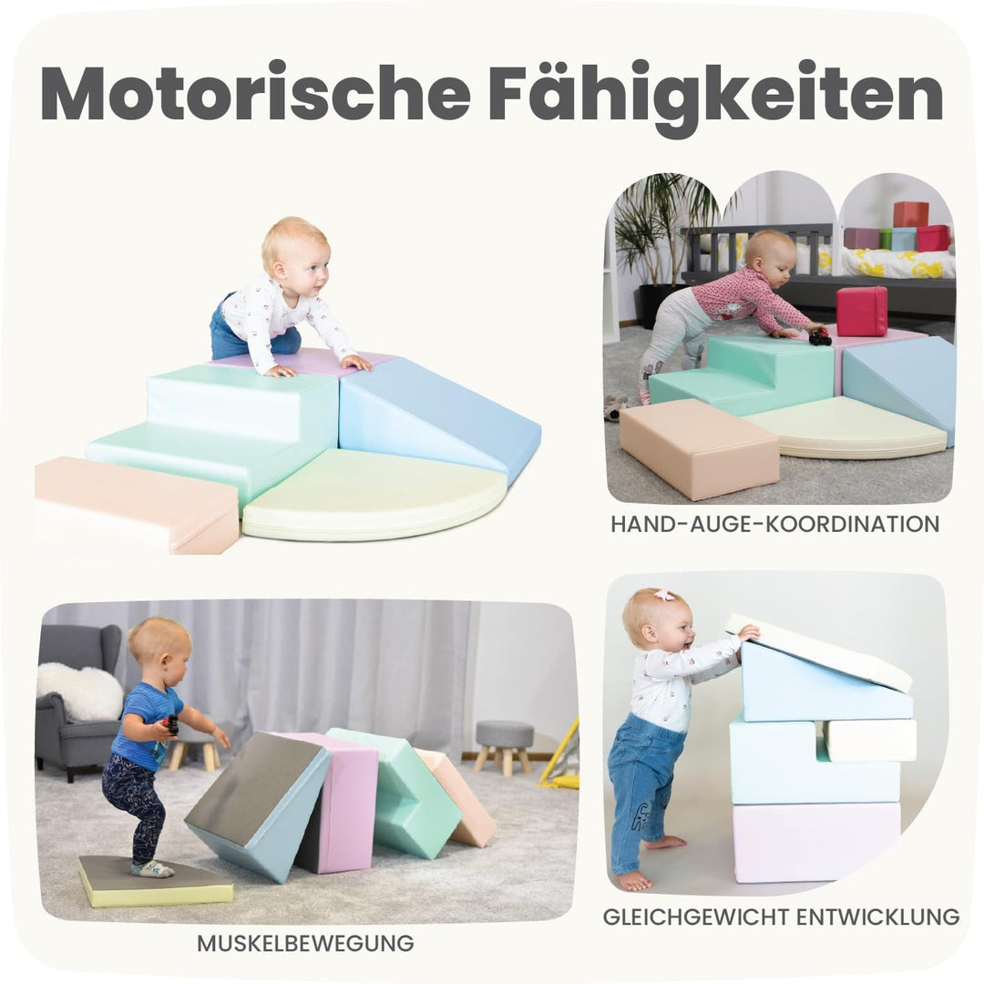 IGLU SOFT PLAY Schaumstoff Bausteine Kinder 5 STK Softbausteine Klettern Riesenbausteine Motorik Gro