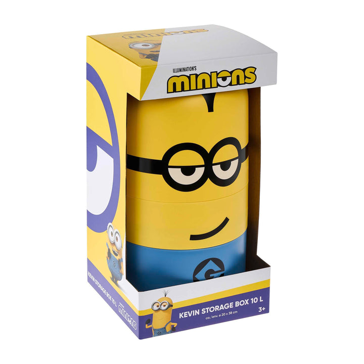 keeeper minions Aufbewahrungsbehälter Kevin, 20 x 20 x 38 cm, 10 l, Stapelbar und leicht zu öffnen,