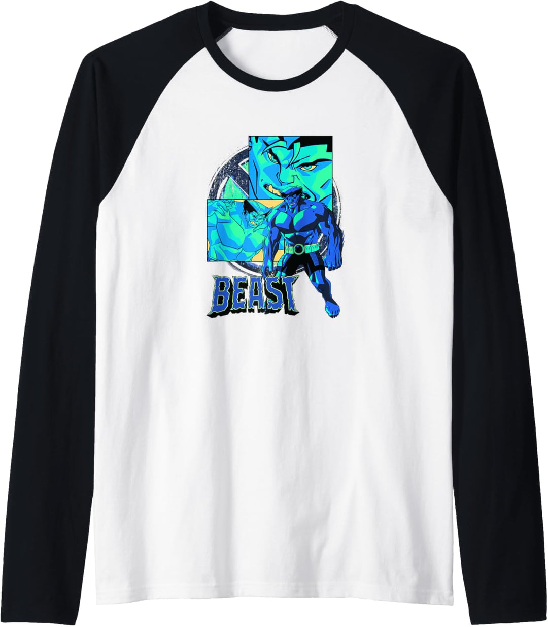 Marvel X-Men Beast Collage Panel Logo Raglan