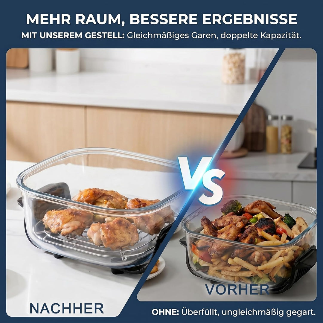 HAIWILL 2 Stück Airfryer Zubehör für Ninja Crispi FN101EU Glasbehälter 3,8L/1.4L Ersatz Grillrost Ed