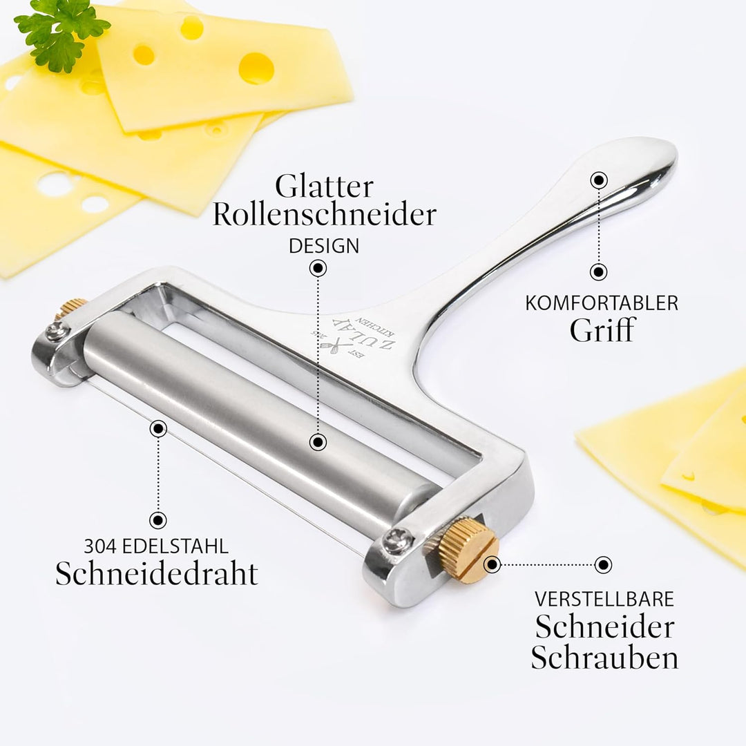 Zulay Käseschneider mit einstellbarer Dicke - Draht-Käseschneider für Mozzarella, Cheddar, Gouda - R