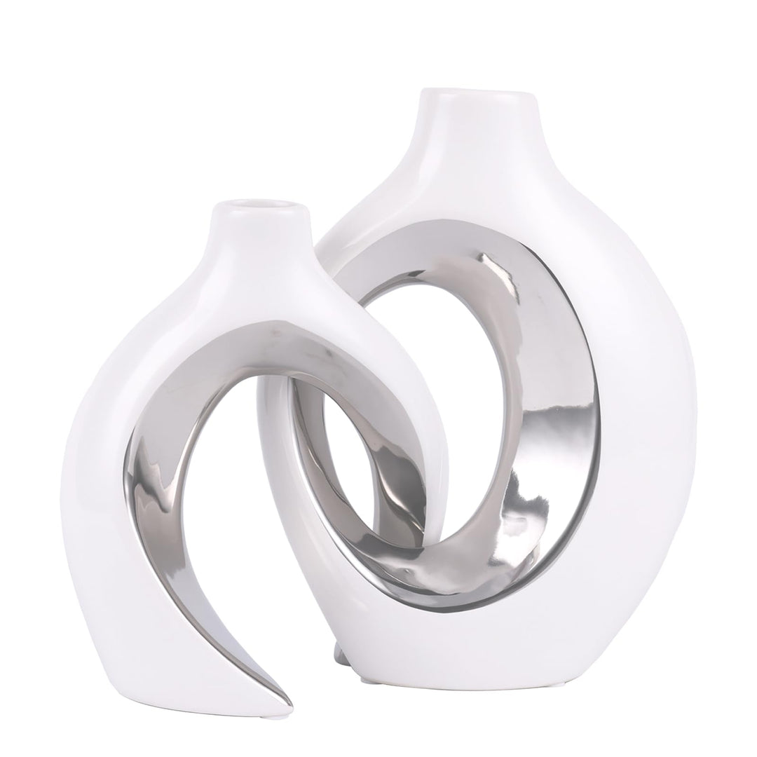 XIAOMAGG Keramik Vase，2er Set Hohle Weisse Moderne Vasen für Nordisches, Vasen Deko, ästhetische Boh