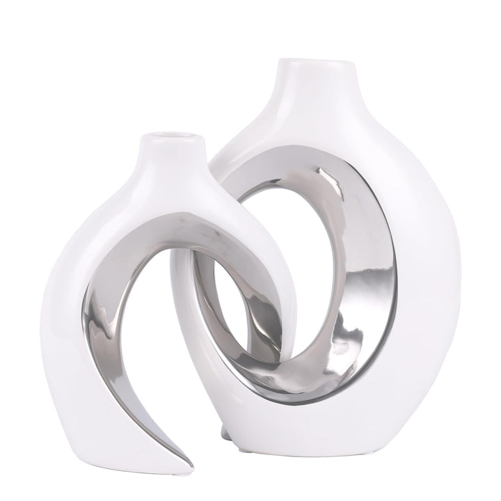 XIAOMAGG Keramik Vase，2er Set Hohle Weisse Moderne Vasen für Nordisches, Vasen Deko, ästhetische Boh