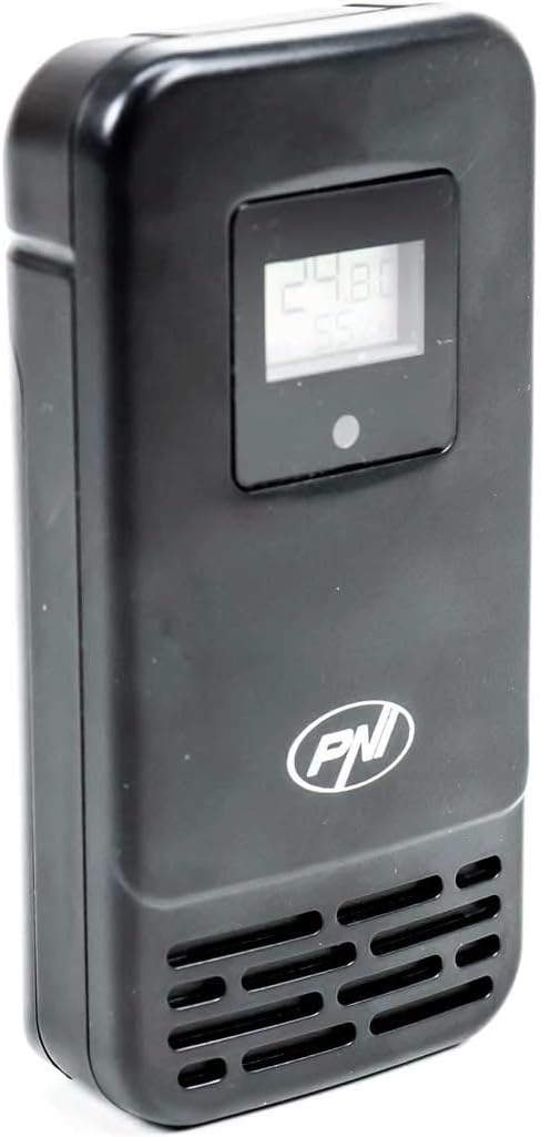 PNI Wetterstation MS500 mit drahtlosem externen Sensor, zeigt Temperatur und Luftfeuchtigkeit im Inn