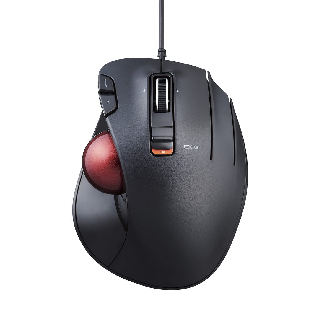 ELECOM EX-G Trackball-Maus, kabelgebunden, Daumensteuerung, ergonomisches Design, 5-Tasten-Funktion