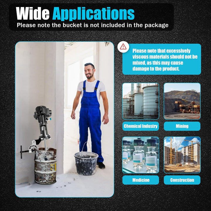 Pneumatischer Rührwerk, Edelstahl 1/2PS 2000 U/min Max. 190L Fassungsvermögen Für Lacke, Spachtelmas