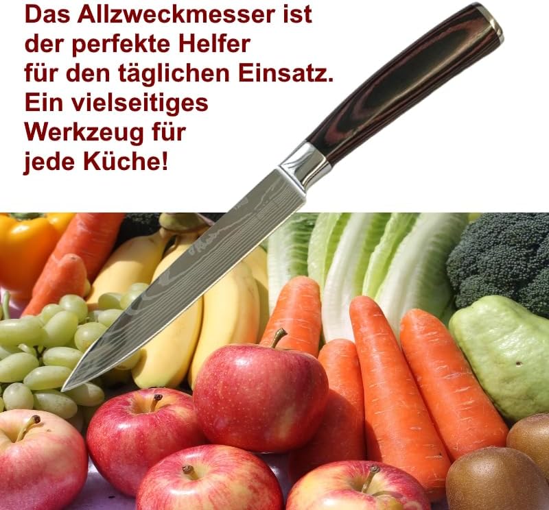 SOIXX Allzweckmesser Kochmesser, Edelstahl, scharfe Klinge, Holzgriff, Geschenkbox