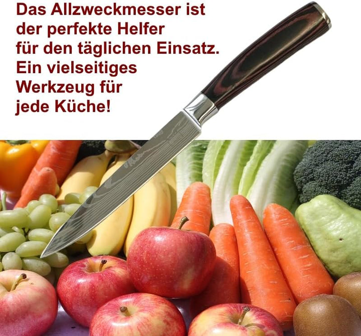 SOIXX Allzweckmesser Kochmesser, Edelstahl, scharfe Klinge, Holzgriff, Geschenkbox