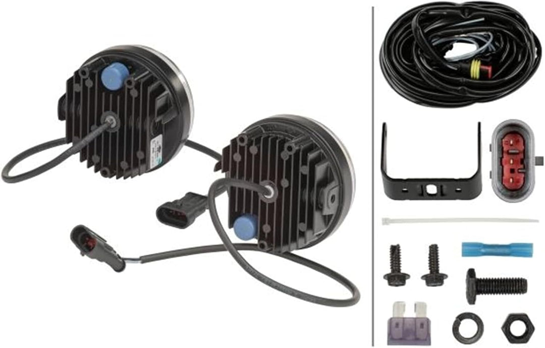 HELLA - LED-Tagfahrleuchtensatz - 90mm - 24/12V - rund - Anbau - Lichtscheibenfarbe: glasklar - Fahr