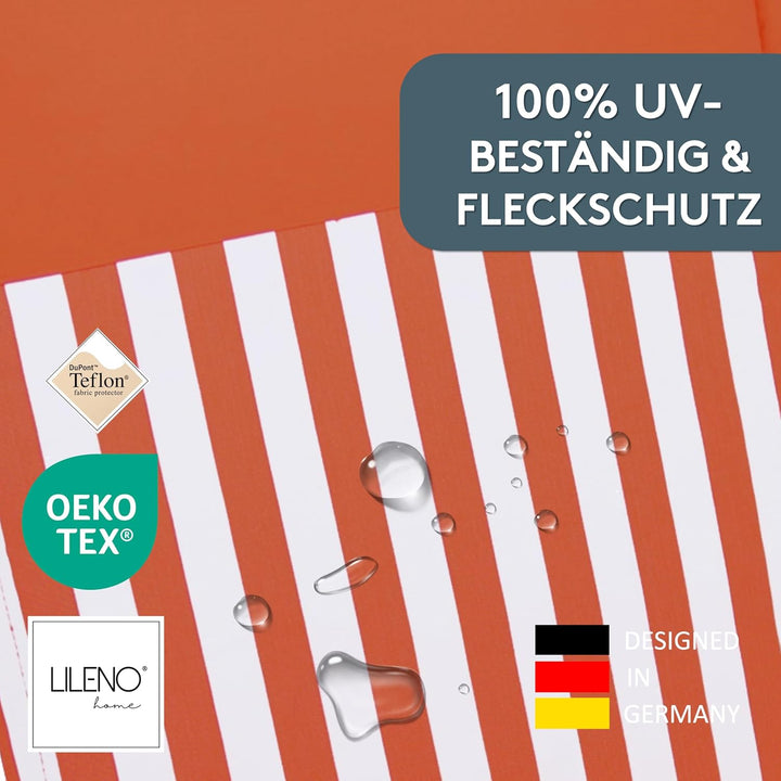 LILENO HOME Gartenstuhl Auflagen als [2er Set - Niedriglehner] in Streifen Coralle - Uni Coralle - B