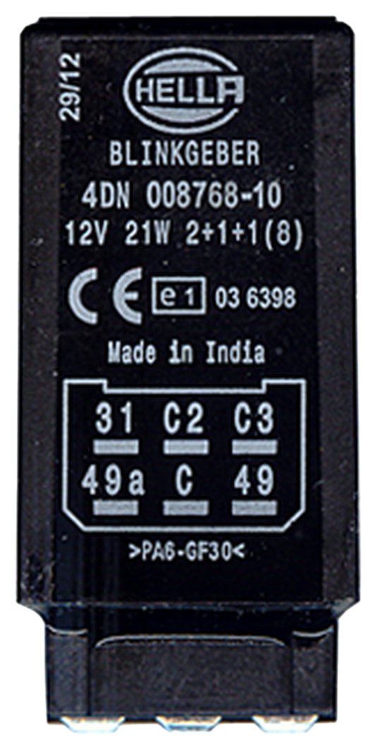 HELLA - Blinkgeber - 12V - 6-polig - gesteckt - elektronisch - ohne Halter - 4DN 008 768-101 Single,