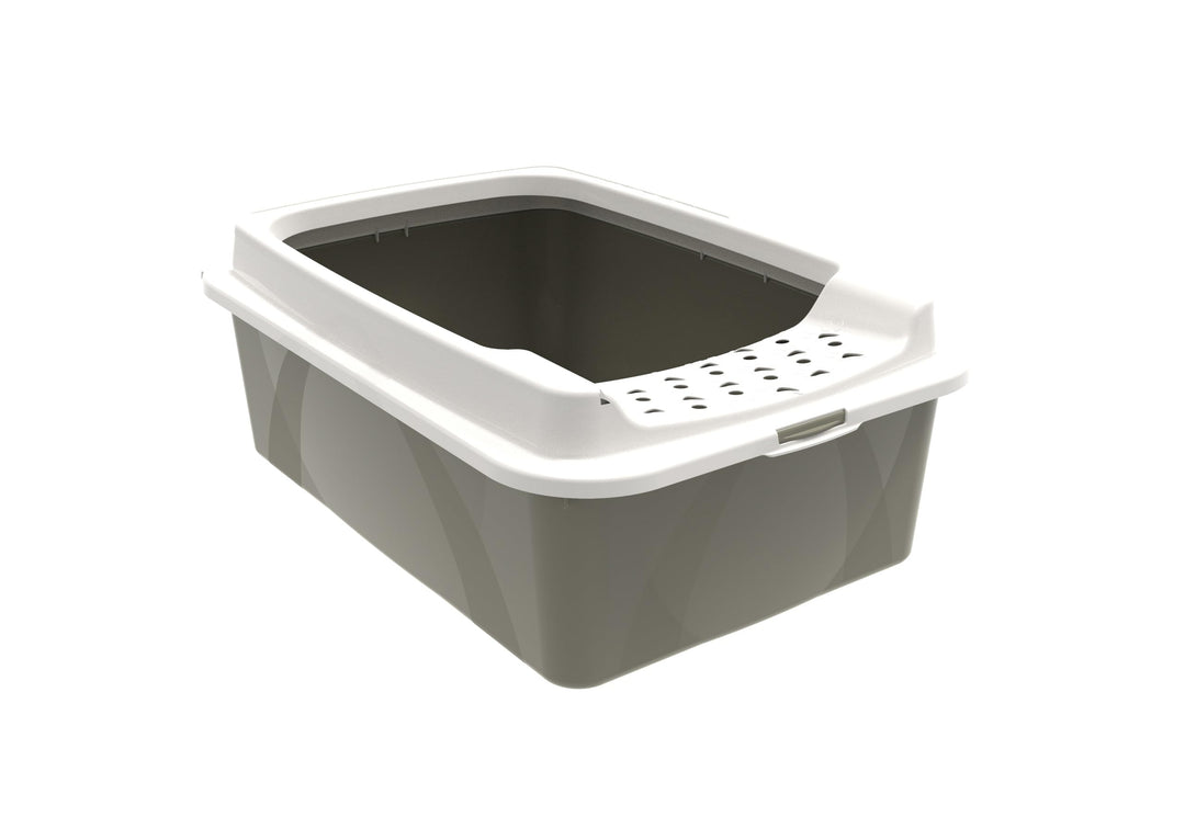 Rotho MyPet Eco Bonnie Katzenklo mit Top-Eingang, Kunststoff (PP recycelt), beige/weiss, M (57.2 x 3
