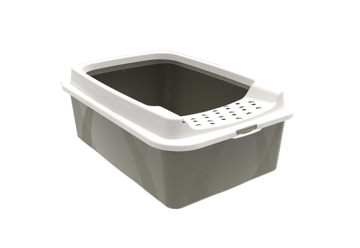 Rotho MyPet Eco Bonnie Katzenklo mit Top-Eingang, Kunststoff (PP recycelt), beige/weiss, M (57.2 x 3
