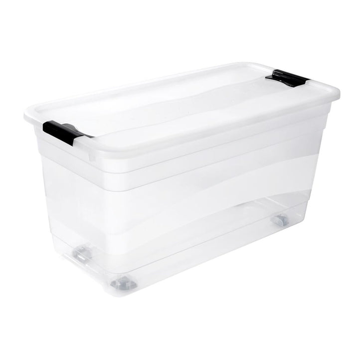 keeeper Aufbewahrungsbox mit Rollen, Deckel und Schiebeverschluss, 79,5 x 39,5 x 41 cm, 83 l, Konrad