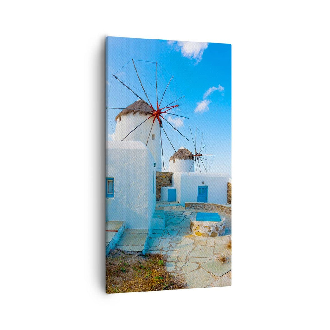 Bilder auf Leinwand 55x100cm Leinwandbild mit Rahmen Griechenland Insel Küste Haus Gross Wanddeko Bi