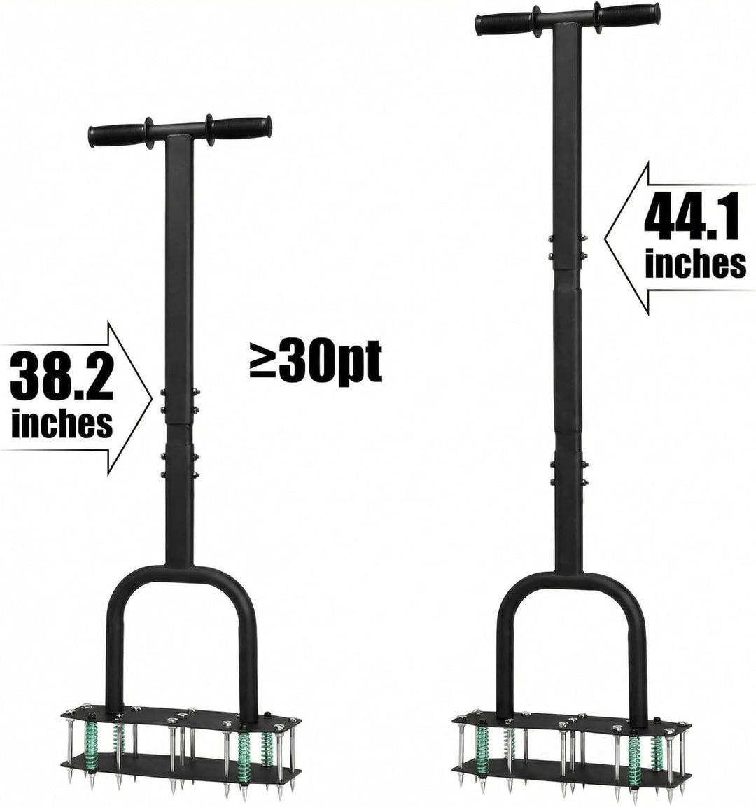 Aerifizierer für Rasen-Rasenlüfter mit 2 Reihen und 11 Stahlspikes, Manueller Aerifizierer mit Lange