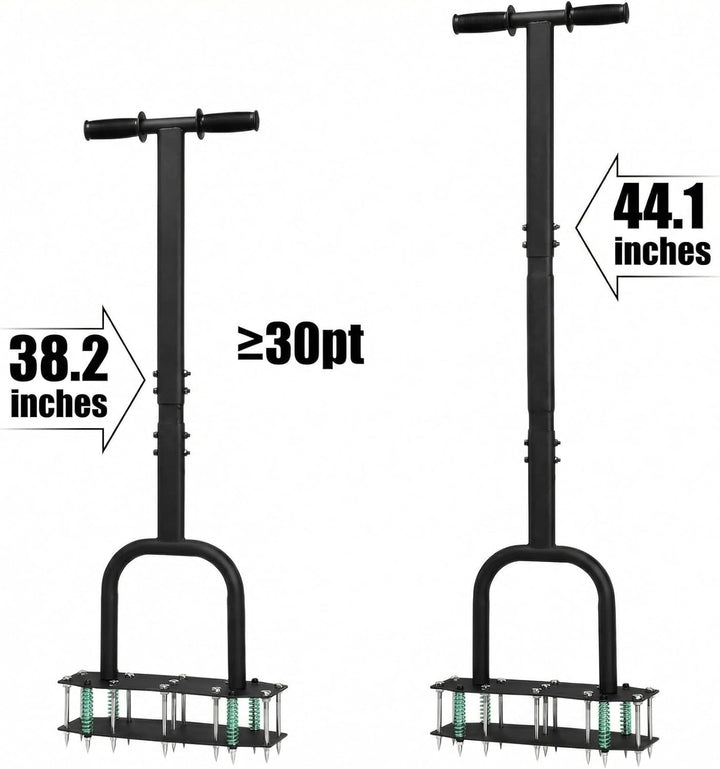 Aerifizierer für Rasen-Rasenlüfter mit 2 Reihen und 11 Stahlspikes, Manueller Aerifizierer mit Lange