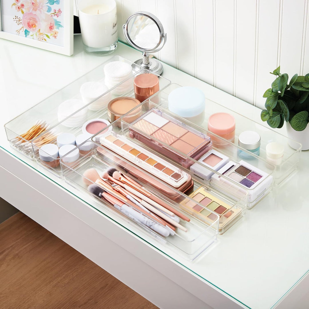 Schubladen-Organizer aus Kunststoff, transparent, 30,5 x 7,6 x 5,1 cm, 6 Stück 12" x 3", 12" x 3"