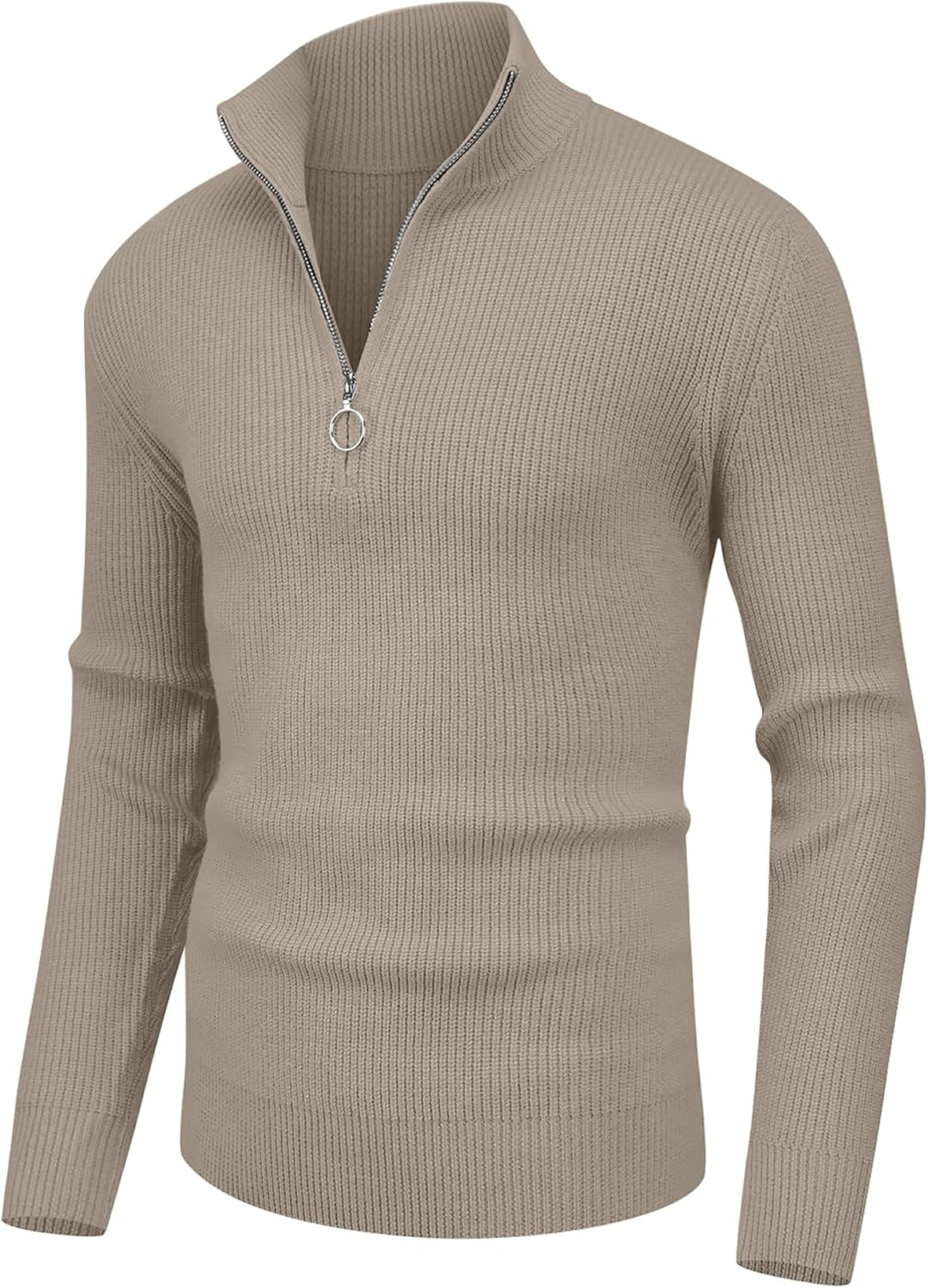 Hisir Pullover Herren Strickpullover 1/4 Zip Pulli Männer, Bequem Weich Warmer Winter Pullover für M