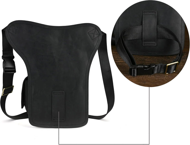 Le'aokuu Herren Echtes Leder Tasche Beinbeutel Beintasche Aussenbeintasche Hüfttasche Drop Leg Thigh