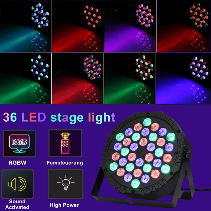 Lucfulyear LED Par Licht 36 Bühnenlicht Discolicht Partylicht RGB Digital Multiplex512 mit Fernbedie