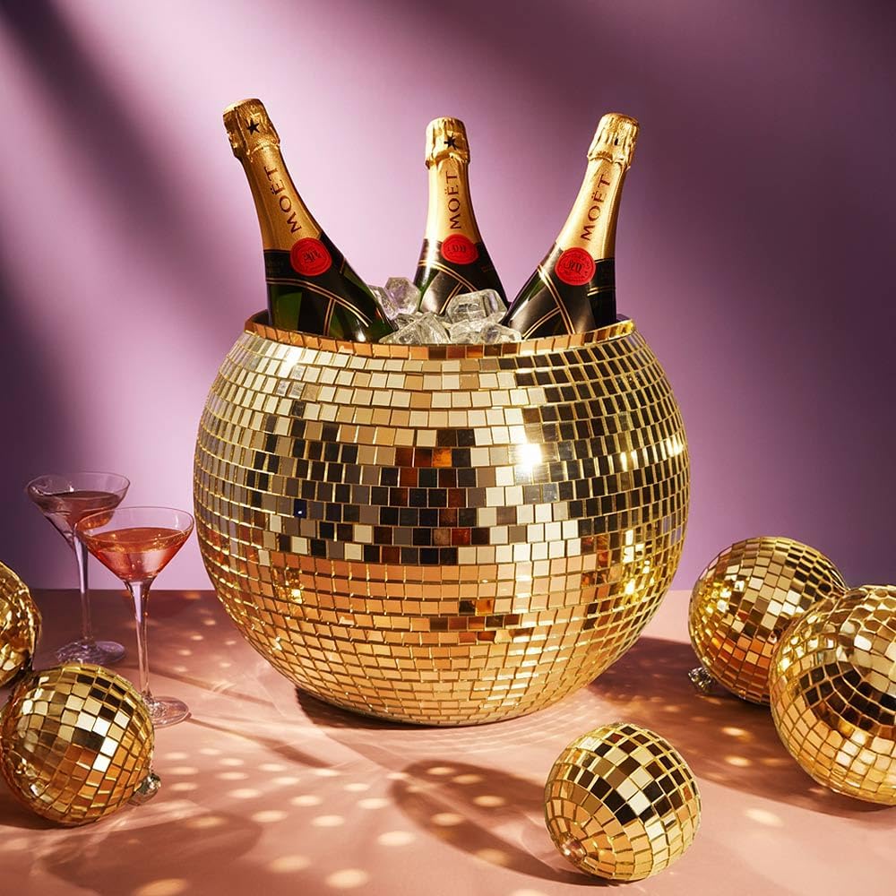 MikaMax Eiskübel Discokugel Gold – XL 11 Liter – Getränkekühler für Partys – Weinkühler &amp; Eisbehälte