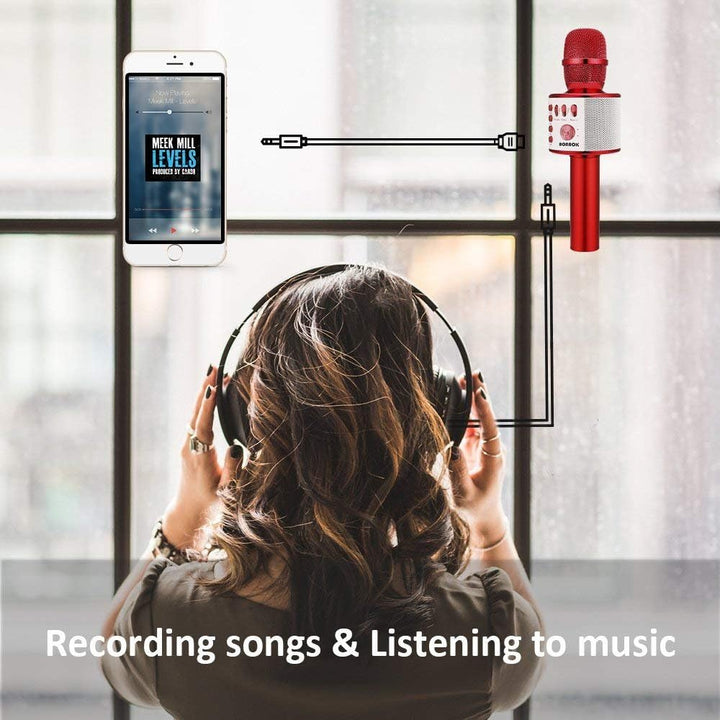 BONAOK Wireless Bluetooth Karaoke Mikrofon Kinder,Tragbares 3 in 1 Karaoke Mikrofon Bluetooth Karaok