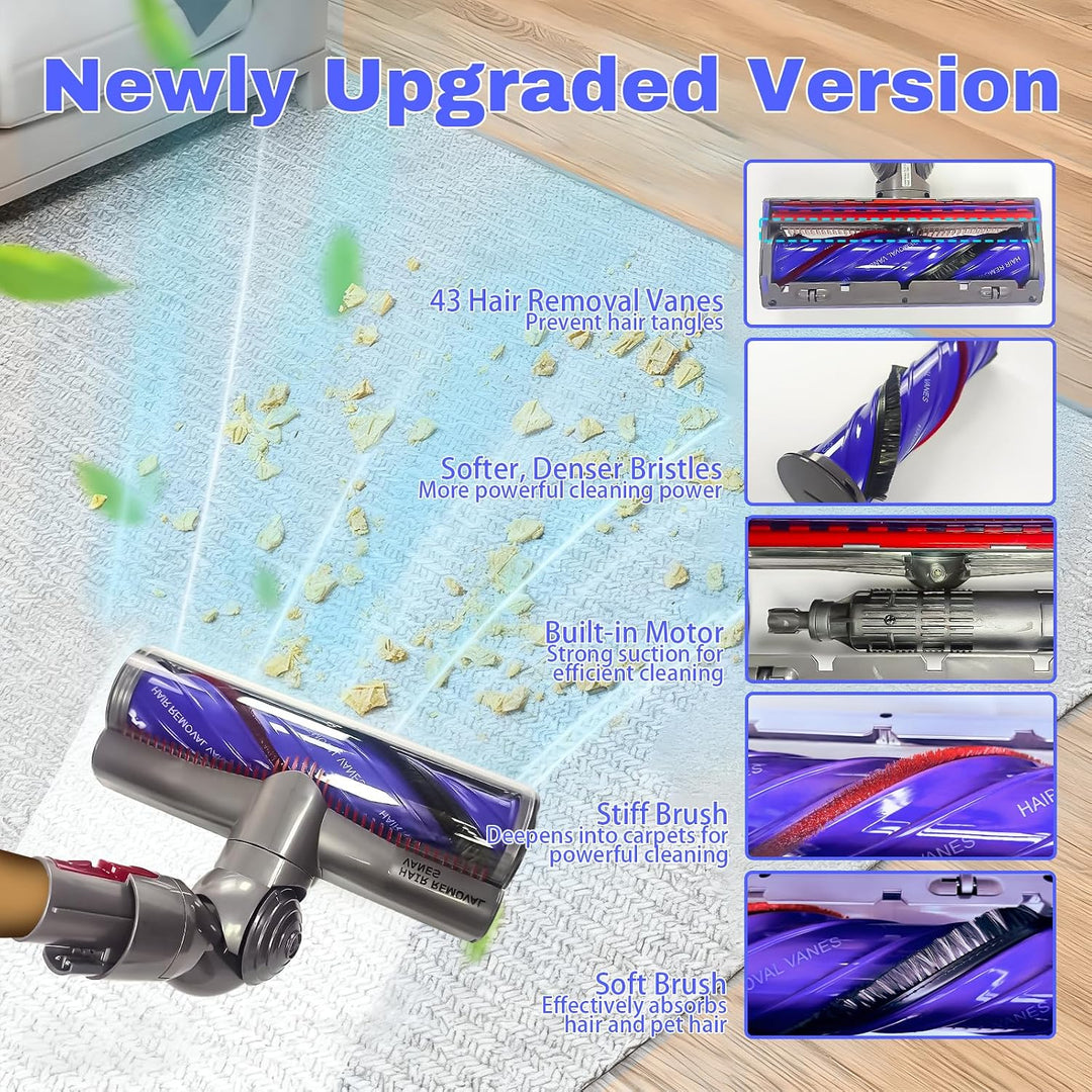 Verwicklungsfreie Direktantriebsbürste Bürste für Dyson V7 V8 V10 V11 V15 | Upgrade Zubehör für Turb