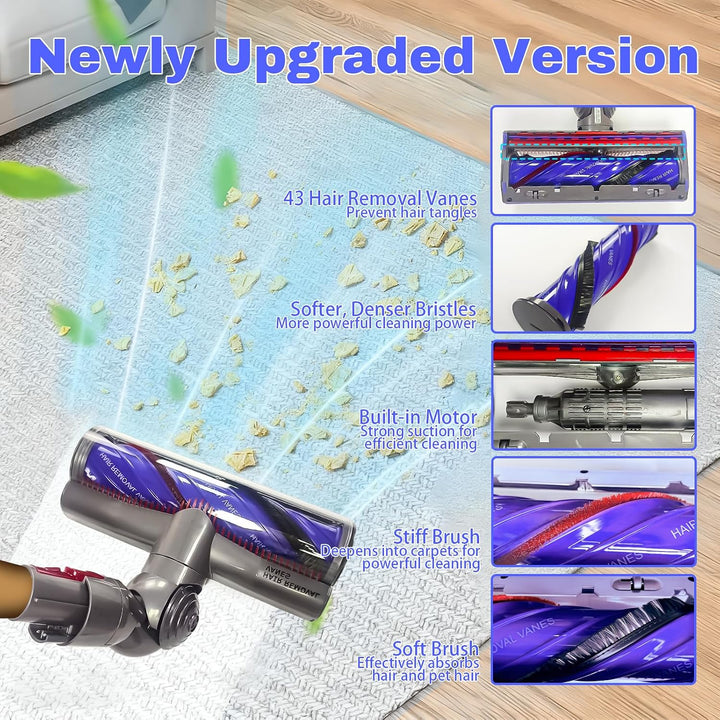 Verwicklungsfreie Direktantriebsbürste Bürste für Dyson V7 V8 V10 V11 V15 | Upgrade Zubehör für Turb