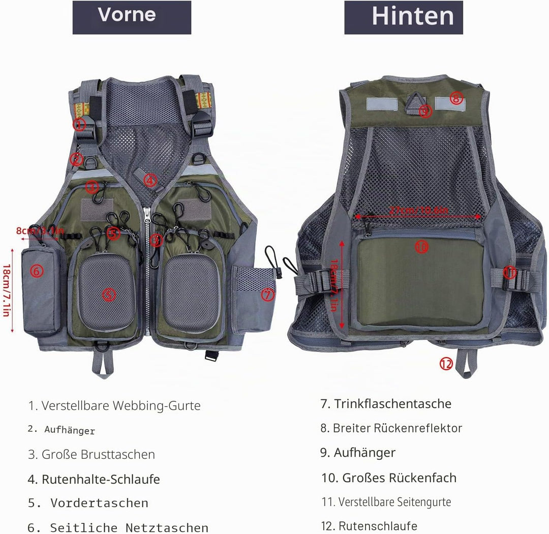 PELLOR Angel Westen, Herren Outdoor Freizeit Atmungsaktiv Weste Freizeitweste mit Vielen Taschen für