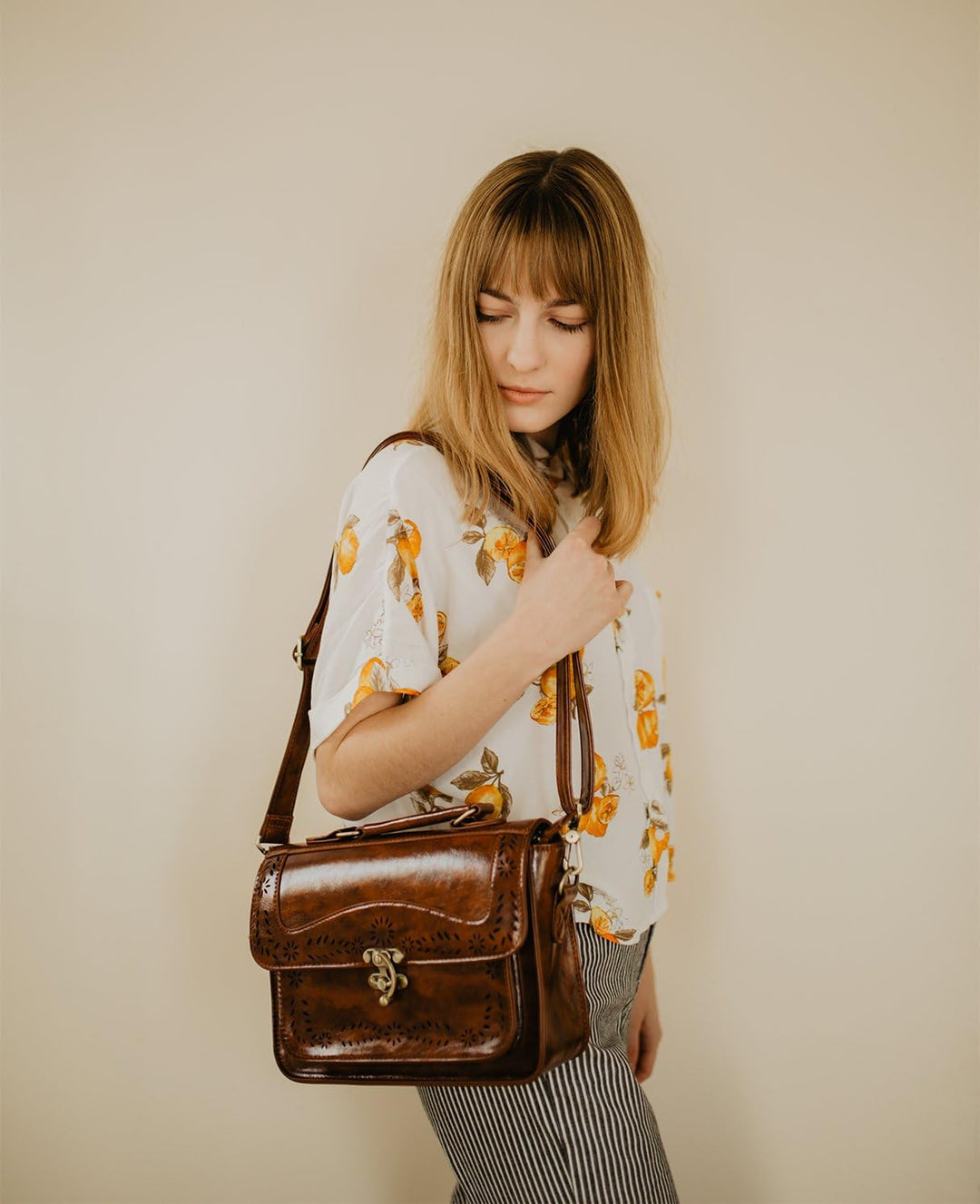 ECOSUSI Damen Umhängetasche Vintage Leder Schultertasche Kleine Crossbody Bag Damen Handtasche Klein