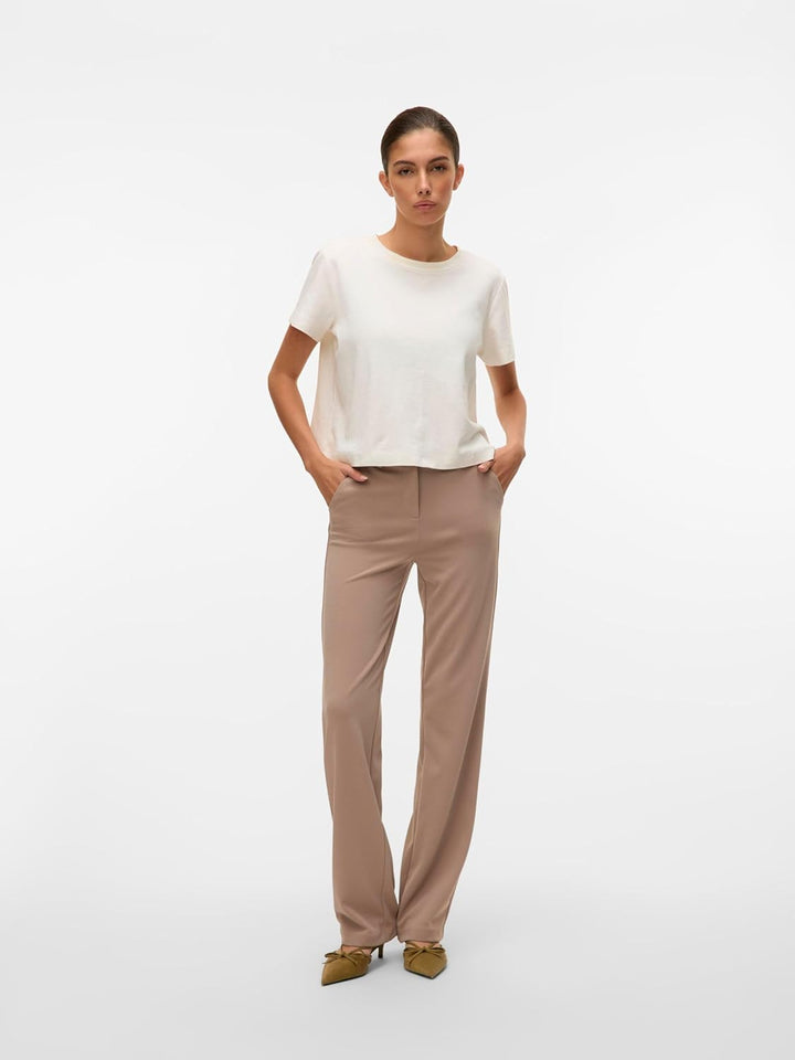 VERO MODA Damen Vmzamira Mw Slim Straight Pant Noos, M / 32L Moon Rock