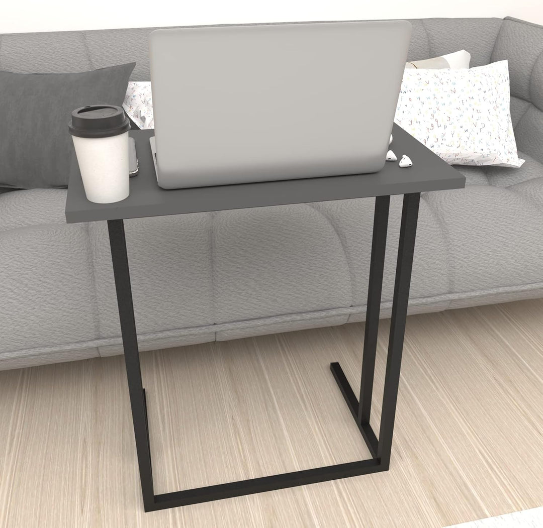 [en.casa] Laptoptisch Högsby Beistelltisch in C-Form Coffeetisch mit Metallgestell Sofatisch für Woh