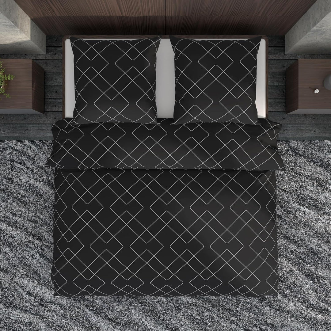 LARAWELL Bettwäsche 135x200 Baumwolle ganzjahres Bettwäsche-Sets anthrazit grau diagonal Premium Ant