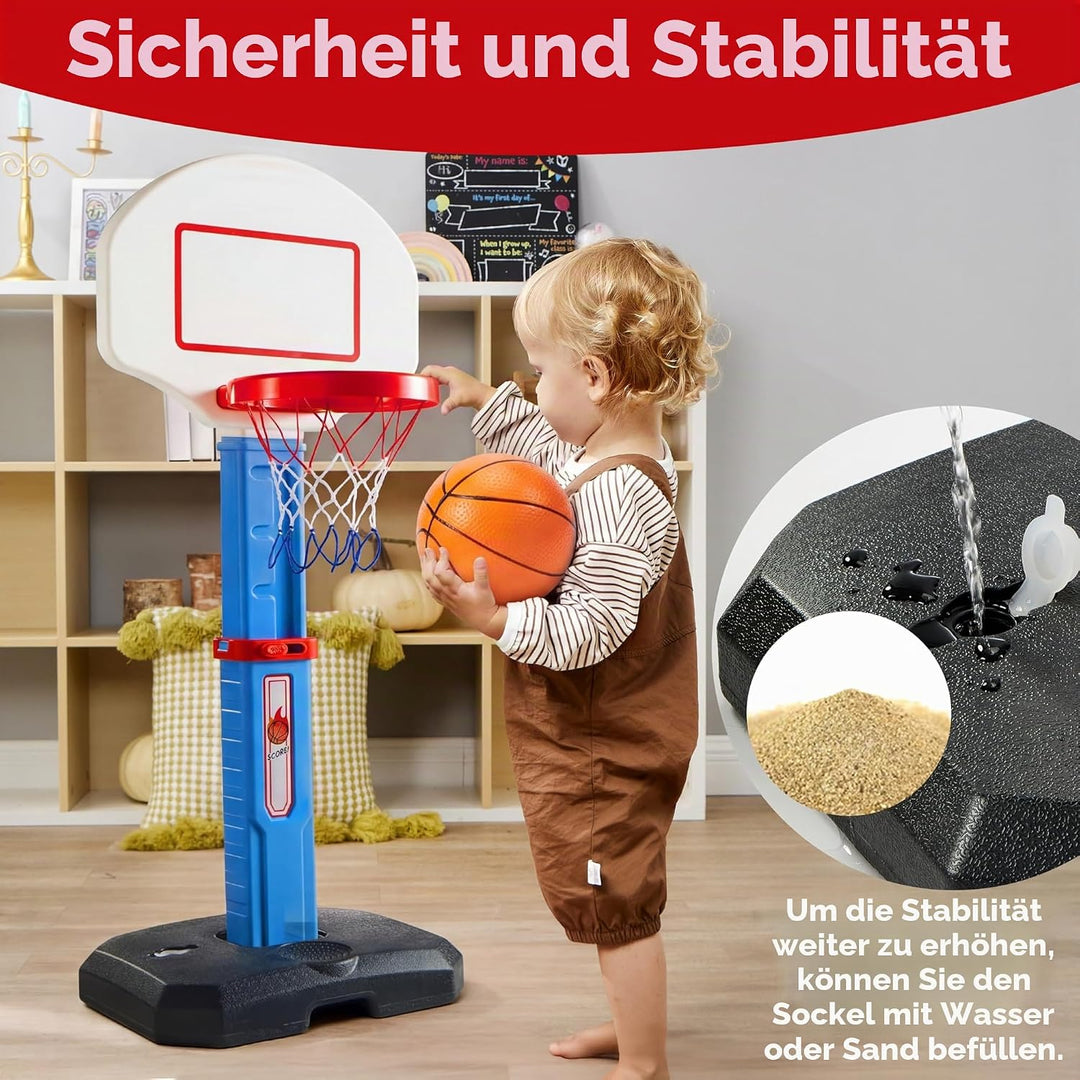 JOYIN Basketballkorb Kinder,Mini Basketballkorb Outdoor Indoor mit Ständer Höhenverstellbarer 75-105