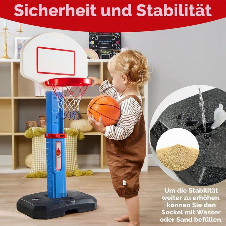 JOYIN Basketballkorb Kinder,Mini Basketballkorb Outdoor Indoor mit Ständer Höhenverstellbarer 75-105