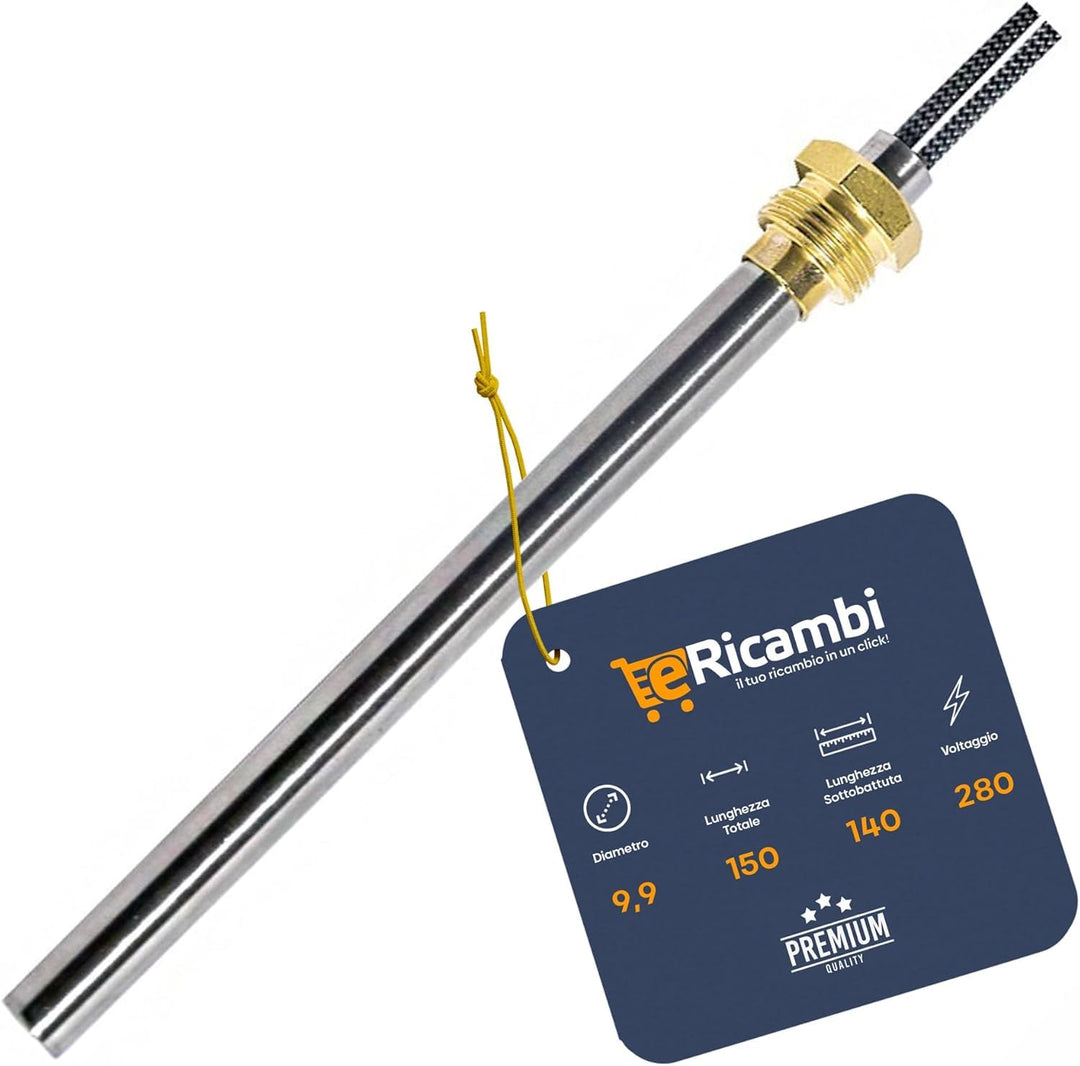 Ricambi Pellet | Zündkerze für Pelletofen | Gewindeanschluss 3/8" GAS | Durchmesser 9,9 mm 280 W Ges