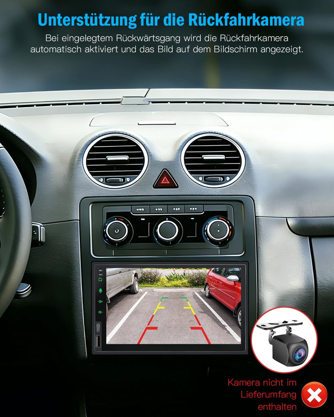 Doppel Din Radio Apple Carplay 7 Zoll 2Din Android Auto Autoradio mit HD IPS Bildschirm, Doppeldin C