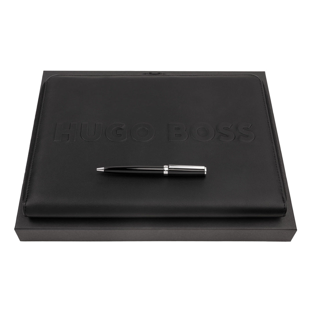 Hugo Boss Schreib-Set HPAB254A (Kugelschreiber & A4 Konferenzmappe) | Geschenkbox