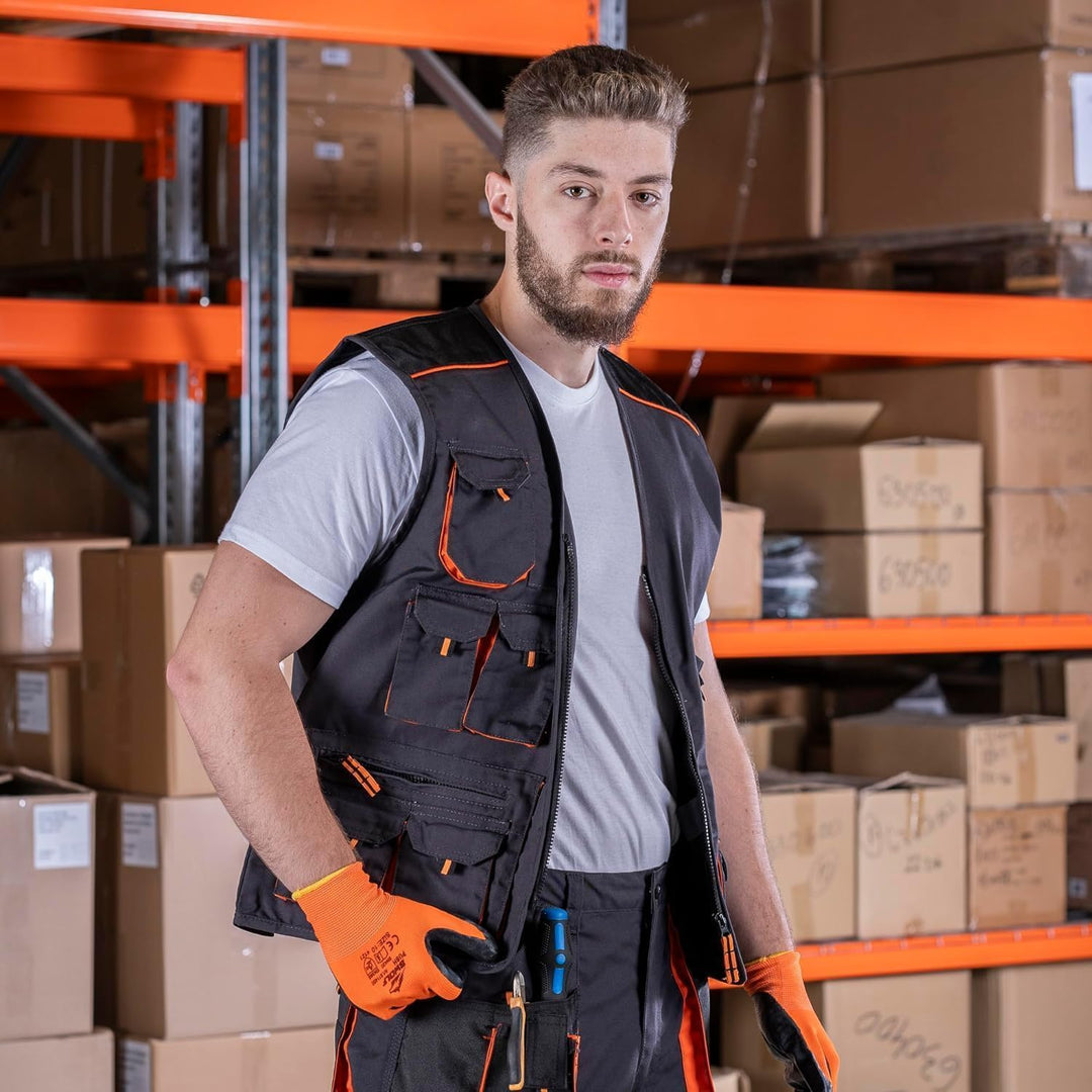 BWOLF Atlas Multifunktionale Arbeitsweste Herren Arbeitsweste Classic Grau/Orange S Grau/Schwarz/Ora