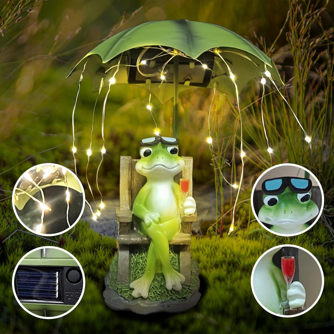 Solar Frosch Statuen Outdoor Garten Dekoration - Lustig Frösche In Den Hof Figuren Ornament mit Sola