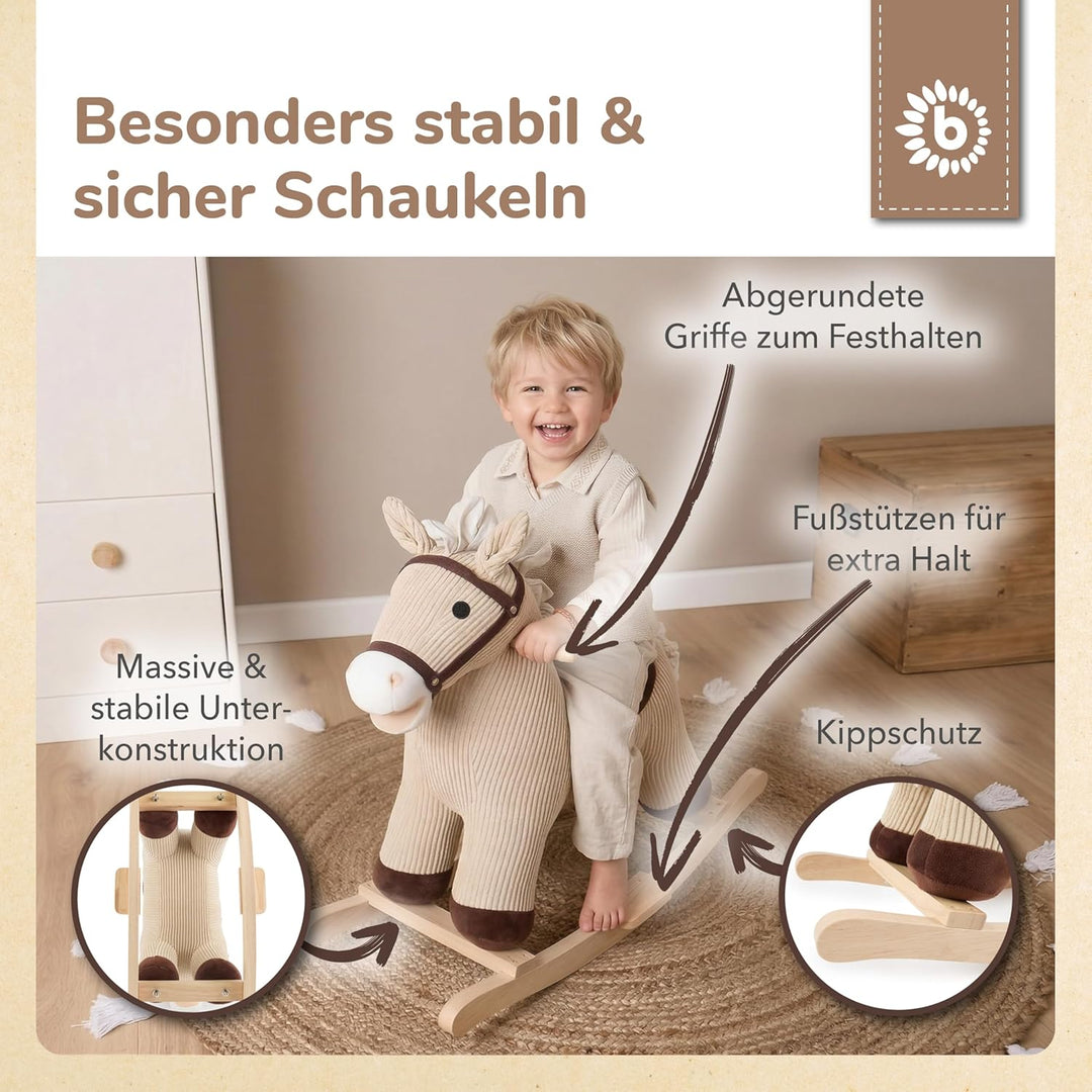 Bieco Plüsch Schaukeltier Pferd Lucky 68cm | Kinder Schaukelstuhl | Baby Schaukel | Schaukel Kleinki