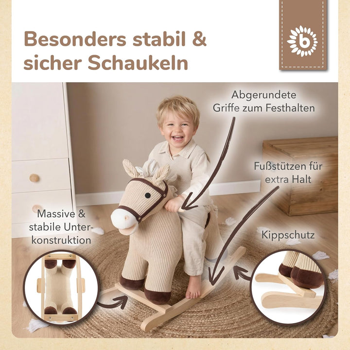 Bieco Plüsch Schaukeltier Pferd Lucky 68cm | Kinder Schaukelstuhl | Baby Schaukel | Schaukel Kleinki